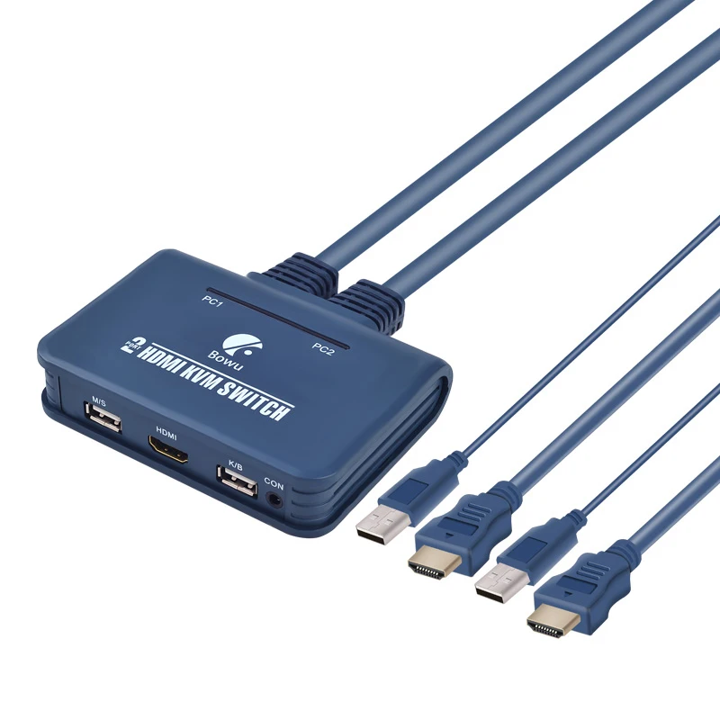 2 Port USB HDMI KVM Switch Switcher With Cable for Dual Monitor Keyboard Mouse HDMI switch Support desktop controller switching