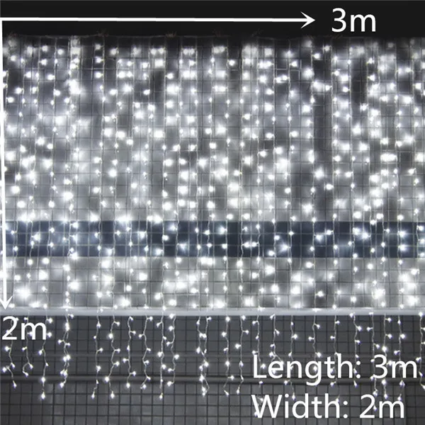 3x1/3x2/3x3 м светодиодный гирлянда для штор рождественские украшения для дома Рождество год декоративные рождественские украшения Navidad Natal - Цвет: white 3x2