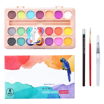 

21 Colors Beginners Watercolor Paint Solid Pigment Professional Metallic Glitter Adults Kids Student Drawing Paint