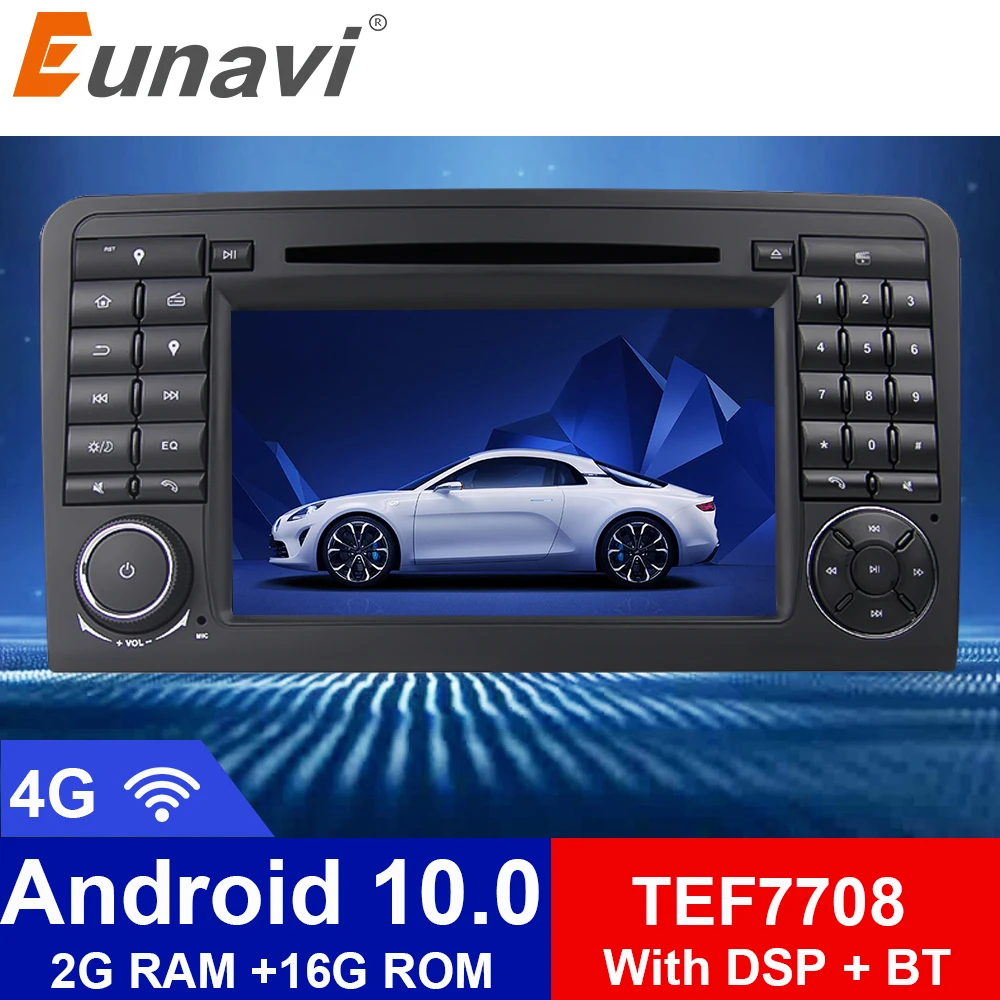 Eunavi 2 Din Android 10 автомобильный dvd-плеер GPS для Mercedes Benz Class ML W164 ML350 ML300 GL500 ML320 ML280 GL350 GL450