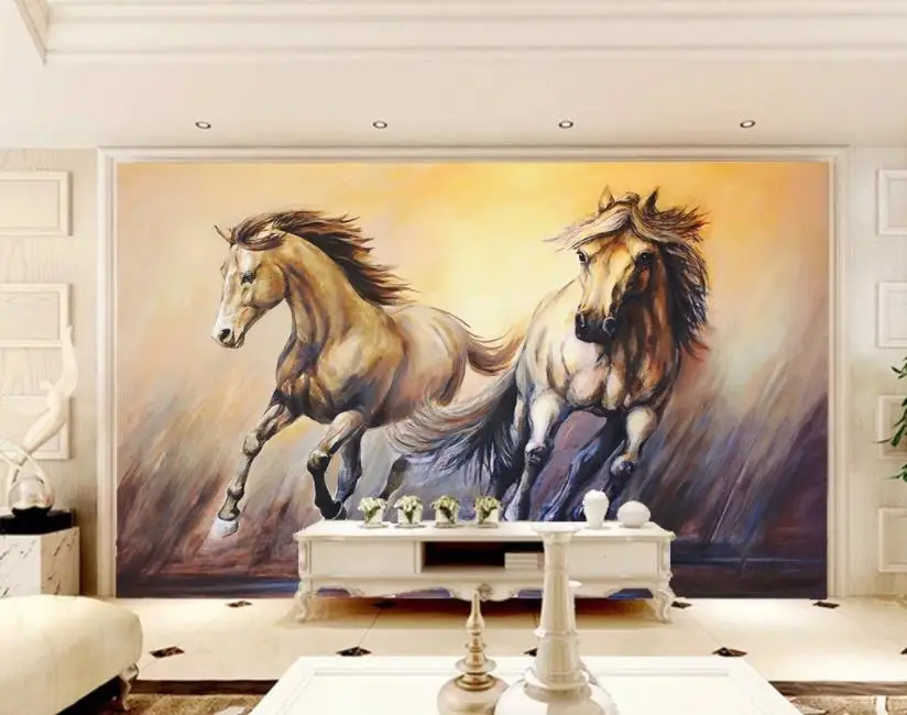 Европейский белый конь 3d настенные фрески обои для гостиной спальни отеля ТВ фон обои 3 d