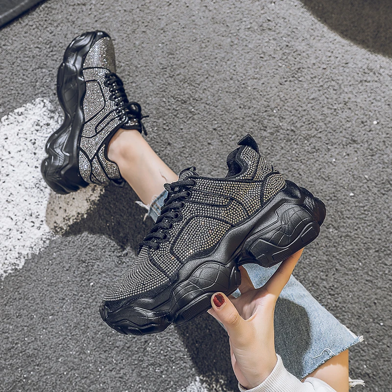 Стразы Женская обувь на платформе Кроссовки Бренд zapatos de mujer Женские кроссовки