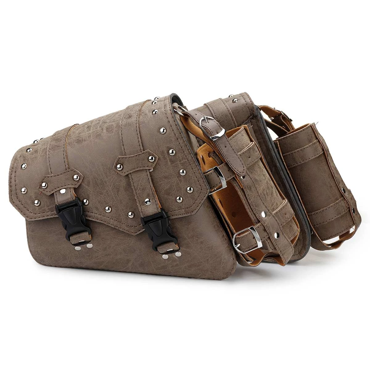 Bolsa de cuero PU para alforjas laterales de almacenamiento de equipaje, Vintage, marrón, impermeable, Universal| | - AliExpress