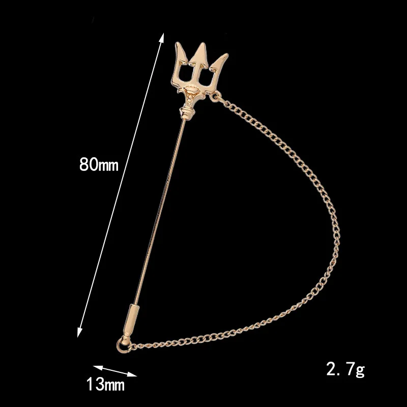 Корейская мода, металлическая брошь трезубец, длинная игла, цепочка с кисточками, нагрудные булавки, мужской костюм, значок на свитер, ювелирные изделия для женщин, аксессуары