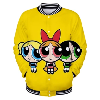 

Kawaii Powerpuff Cute Girls 3D Baseball Jacket Bomber Jacket Album Buttercup Casual Harajuku Streetwear Clothes Plus Size Jacket
