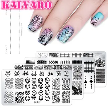 

1PC Rectangle Nail Stamping Plates Rose Flower Patterns Nail Image Plate Owl Funny Ice Cream Cherry Stamp Templates Design Tools
