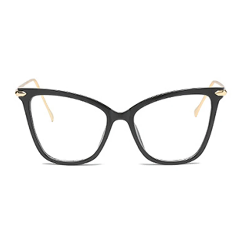 Кошачий глаз, оправа для очков для женщин, сексуальная негабаритная Металлическая оправа, брендовые дизайнерские оптические очки, модные очки - Цвет оправы: Black