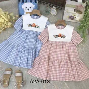 

Plaid Lace Embroidery Print Princess Baby Girl Dress 2020 New Summer Party Wedding Kid Dress For Girl Wholesale Children Clothes