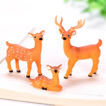 

ZOCDOU 1 Piece Sika Family Deer Warm Home Model Small Statue Figurine Crafts Figure Ornament Miniatures DIY
