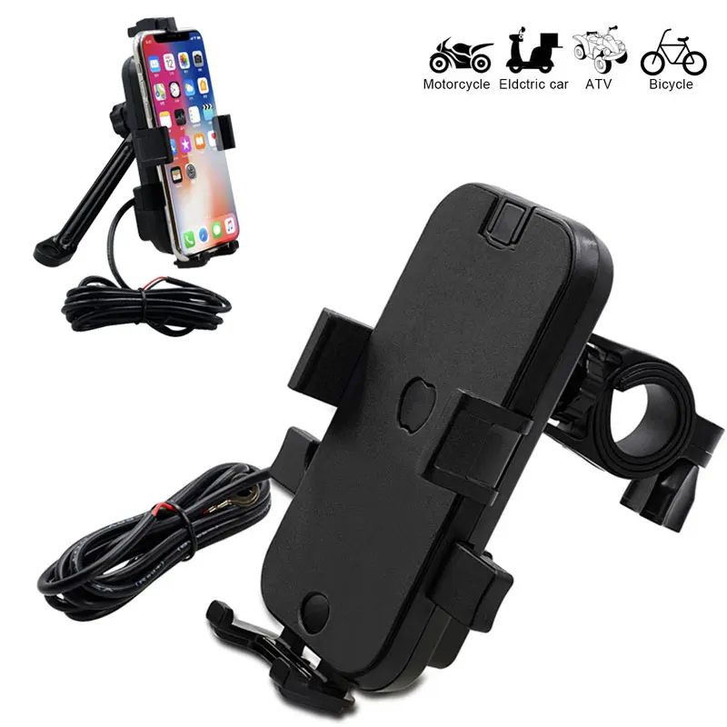Держатель для телефона для мотоцикла, велосипеда, с двумя usb-портами, подставка для быстрого зарядного устройства, держатель для мобильного телефона с фиксированным креплением для iPhone, Android