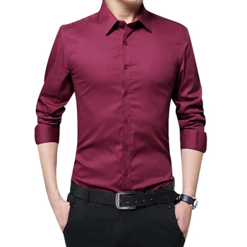 

Men Fashion Shirts Stylish Dress Long Sleeve Shirts Slim Fit Solid Formal Shirts Camisa Camisas Masculina Turn-down Collar