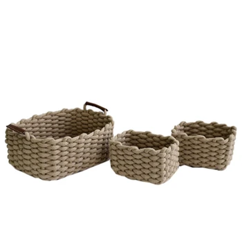 

3-Piece Storage Basket Woven Basket Basket Storage Basket Desktop Coffee Table Dirty Clothes Hamper