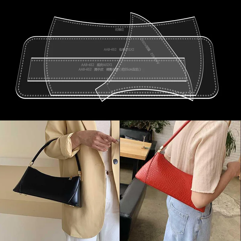 1Set DIY Leather Handmade Fashion Shoulder bag underarm bag Sewing Pattern Acrylic Stencil Template 33*9*14CM leather sewing kit leather craft template sewing template