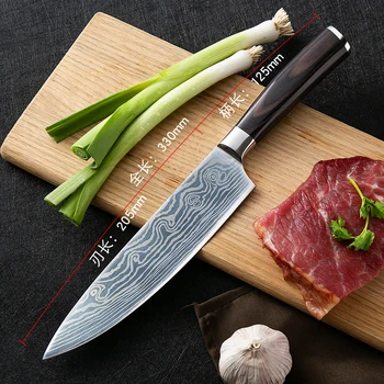 

Huiwill High quality 8"inch Chef Knives laser Damascus steel Santoku kitchen Knives Sharp Cleaver Slicing Gift Knife