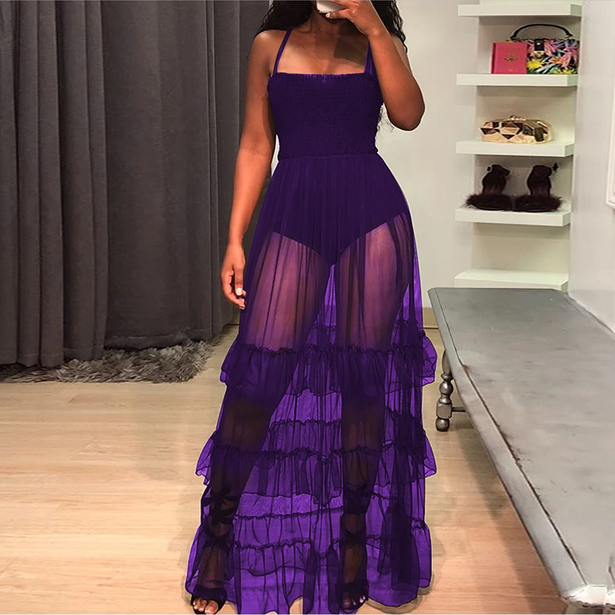 Purple see through dress Clearance