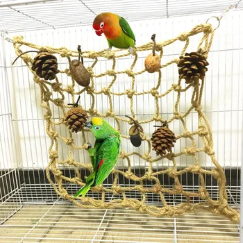 

Pet Bird Cage Hanging Toy Cockatoos Bird Toy Strange Funny Climbing Net With Nuts For Parrot net toy with nuts 2020