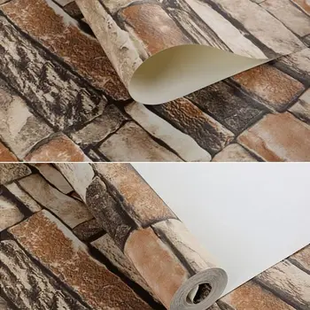 

3D Rustic Brick Wallpaper Stereoscopic Modern Design Roll Pearly Rustic Forest Woods Bedroom Living Room Wall Paper Home Decorat