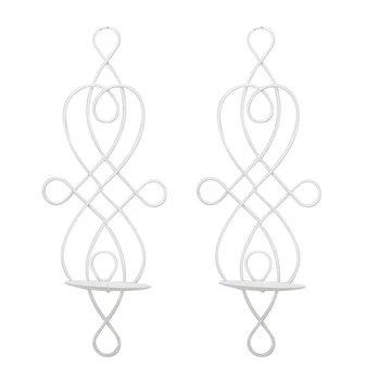 

2 Piece Wall Sconce Tea Light Candle Sconces Elegant Swirling Iron Hanging Wall Mounted Decorative Candle Holder for Home Decora