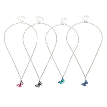 

Summer Ins Stainless Steel Colorful Butterfly Pendant Necklace Butterfly Chokers
