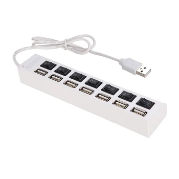 

HUB USB Hub 7 Port USB 2.0 Independent Switch Indicator Hub with USB for Desktop USB Scanner Digital Camera U Disk USB Keyboard