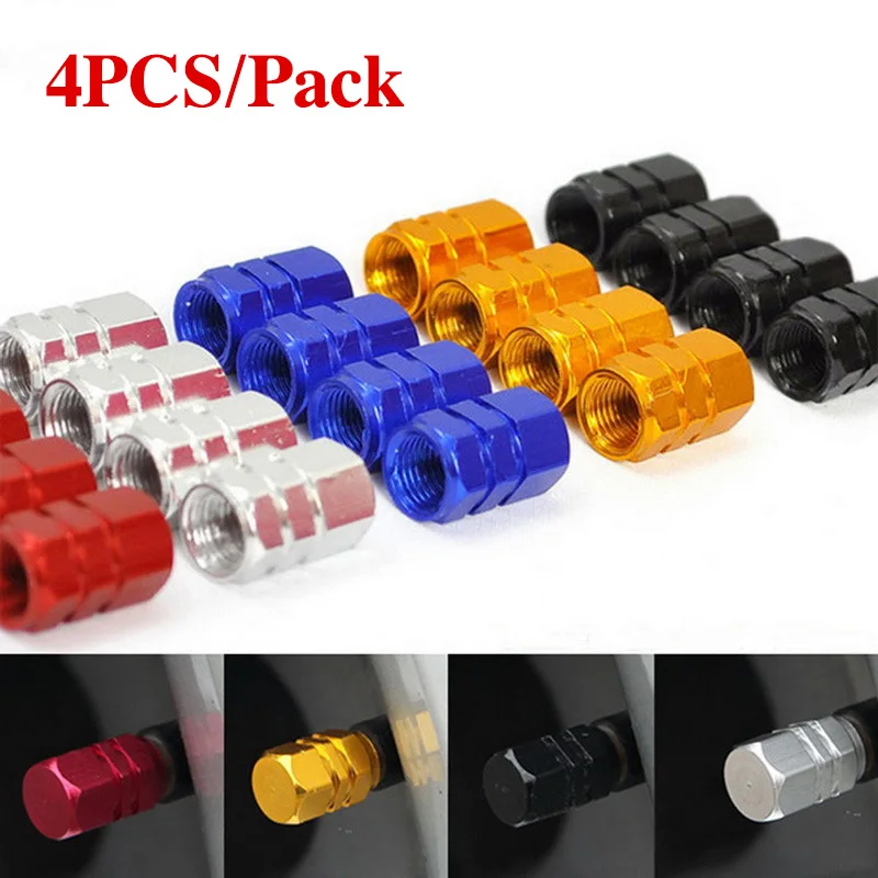 

4PCS/pack Car Tire Valve Stem Caps Auto Wheel Decoration Metal Alloy Nut Tyre Airtight Screw Cover Car Accessories Universal