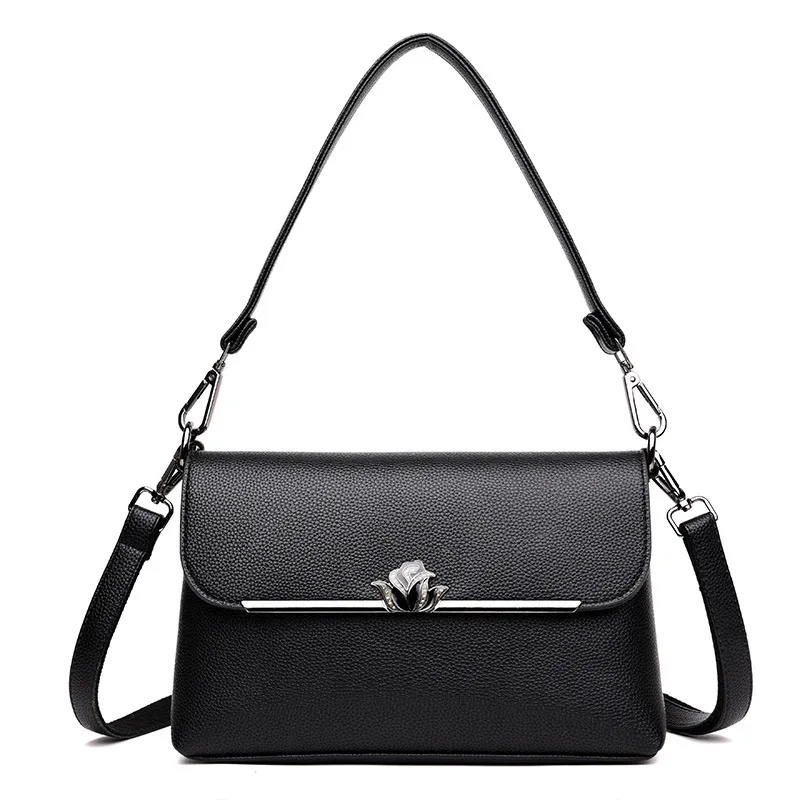 

Bag Women's 2019 Korean-style New Style Versatile Crossbody Bag Middle-aged Large-Volume Textured Simple Mommy Bag