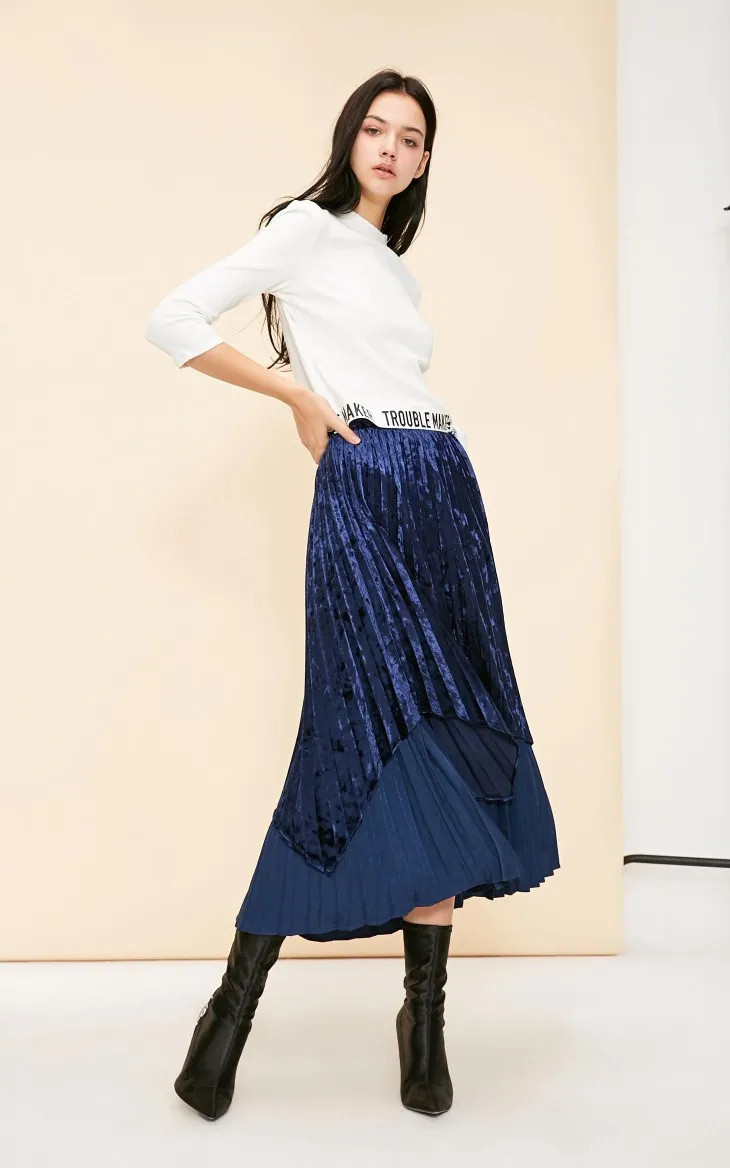 Vero Moda Новые поступления боковая молния бархатные многоярусные Плиссированные Длинные юбки | 318416510