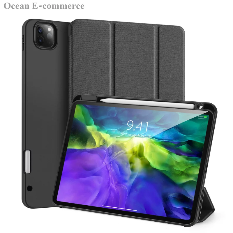 Модный Холщовый кожаный и ТПУ защитный чехол для Apple iPad Pro 11 (2020) Роскошный тонкий