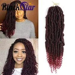 Black Star Bomb Twist Spring Passion Synthetic Crochet Hairs 14 Inch Fluffy Hair Extensions Pre Looped Braiding Hair for Women