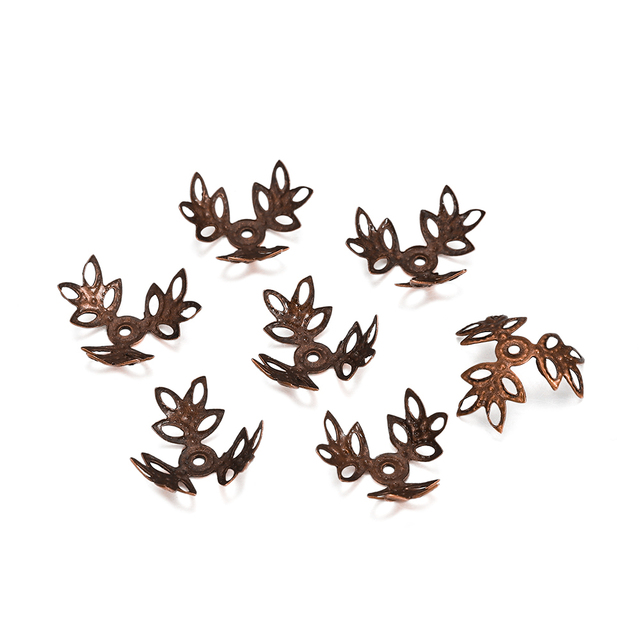 16x16mm Metallic KC Gold Three leaves Spacer Beads End Cap For DIY Jewelry Making Bracelet Findings Supplies