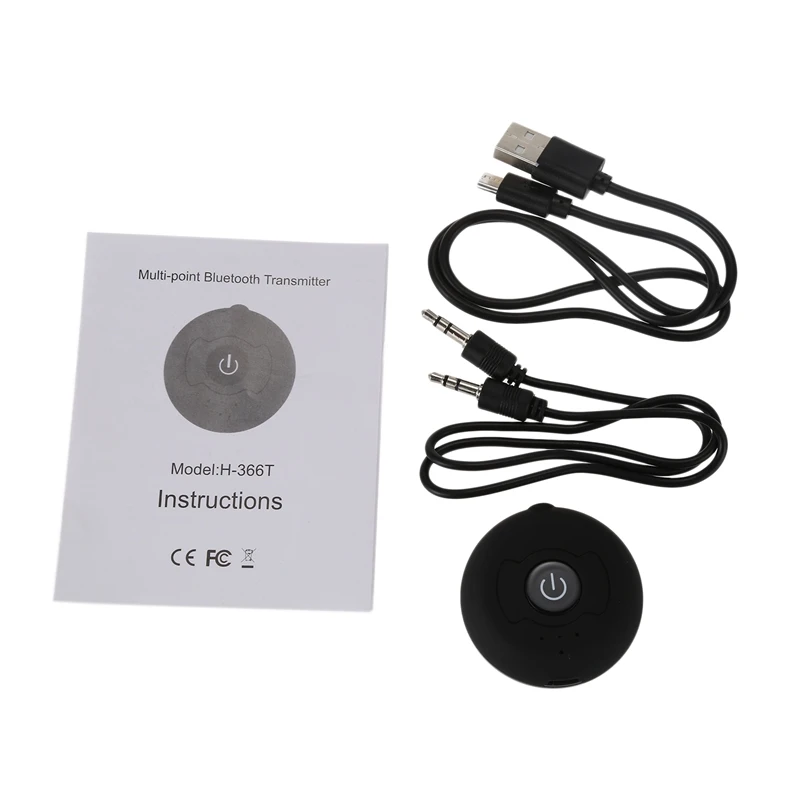 Bluetooth 4,0 беспроводной аудио передатчик многоточечный H-366T для ТВ ПК CD плеера iPod MP3 MP4(3,5 мм разъем) черный