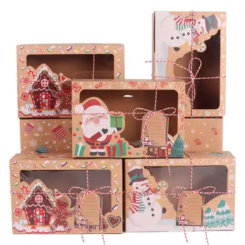 

12/24pcs Christmas Cookie Gift Boxes New Year 2021 Merry Christmas Decorations Package Boxes Santa Claus Gifts Bags Navidad 2020