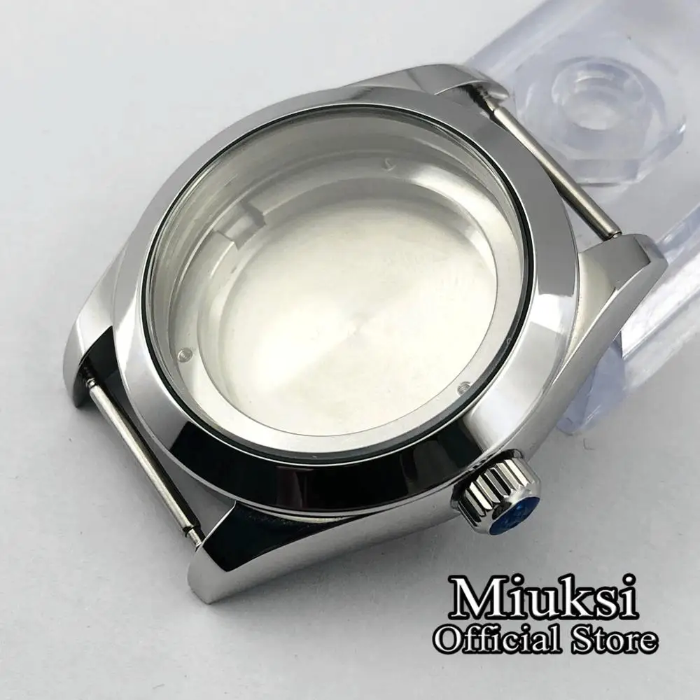 Miuksi 40mm sapphire glass silver steel stainlessl watch case fit fit