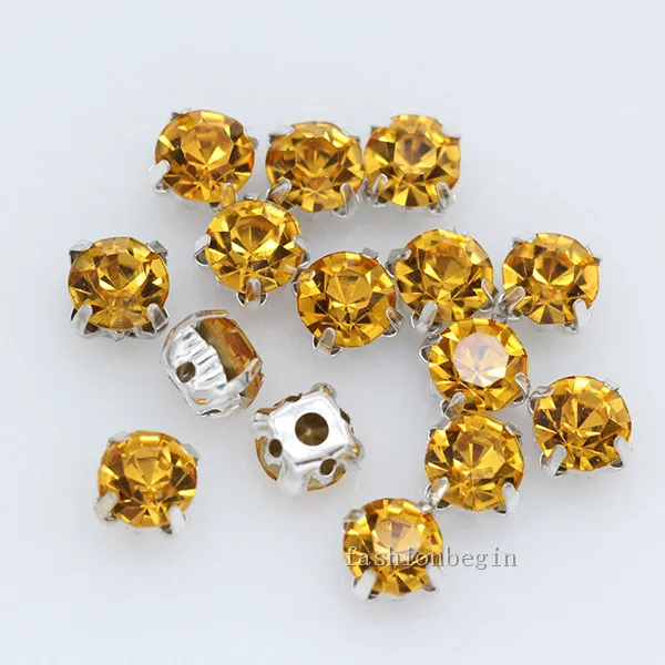 gold 100p ss12 3 мм Пришивные Хрустальные стеклянные стаканы с плоской задней стороной, стразы с серебряной окантовкой, 4 отверстия, бусины для ювелирных изделий, сумки для обуви, сделай сам - Цвет: gold
