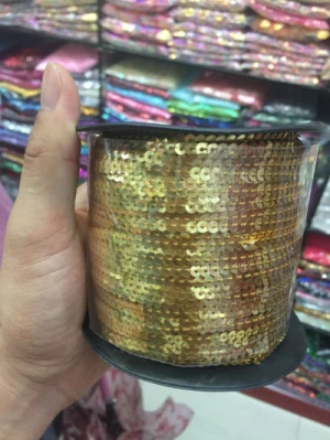 Gold Color 10 Ярд 4 мм свободные круглые плоские лазерные блестки, блестки, рукоделие, струнные рулоны, пошив одежды, аксессуары для одежды, Отделка пайетками - Цвет: Gold Color