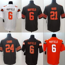 Все сшитые мужские wo Мужские Молодежные Детские th Cleveland Denzel Ward 21 Baker Mayfield 6 Nick Chubb 24 Джерси