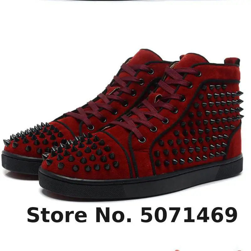 OLOMLB-CL Men Disigner High Cut Rivets Outdoor Sports Red Bottom Shoes Sneakers Leather Loafers Flat Footwear Lace Up