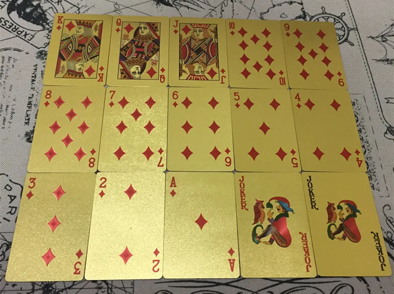 Creative Customizable Gold Foil Luxury Gold Color Poker Board Game Playing Cards Plastic Waterproof Poker Foreign Trade Currentl