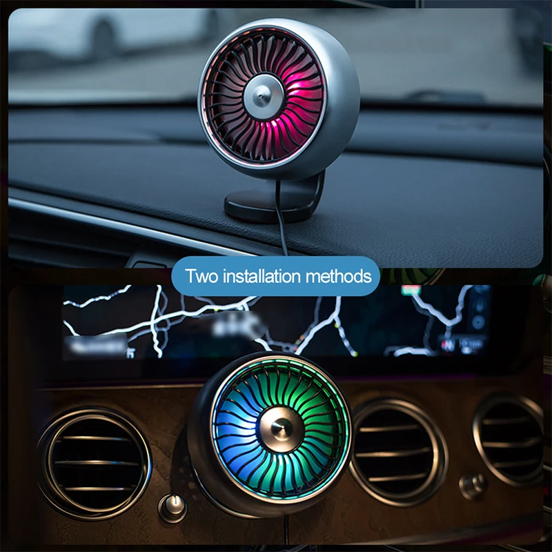 3 Speed Cooling Air Circulator Electric Car Fan 360 Degree Rotatable Auto Fan for Home Office Car Outdoor Travel A 