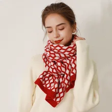 Luxury Brand Autumn and Winter Solid Color Retro Warm Rectangular Shawl Fashion Monochrome Japanese and Korean Bib Scarf Women
