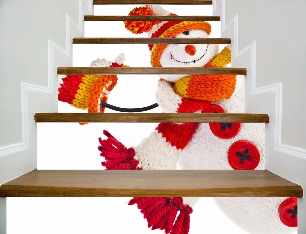 

6Pieces/set SLT015 Christmas Snowman 3D Simulation Staircase Paste Waterproof Fashion Step Decoration Wall Paste Home
