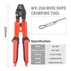 WX-250 Wire Rope Crimping Plier/Swaging Tool for 2.2mm Wire Rope Ferrules Sleeves and Wire Rope End Stops Terminals Crimper 2