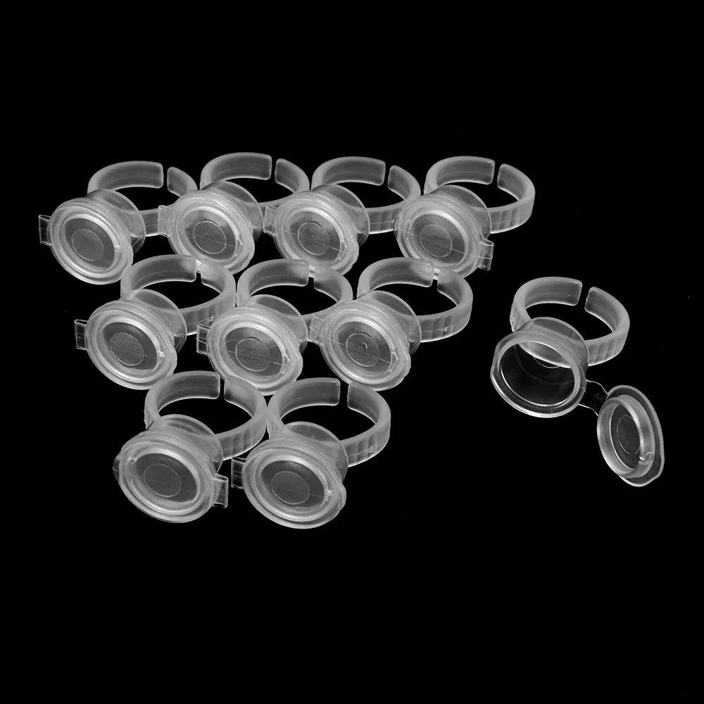 10pcs with cup Силиконовый Перманентный макияж кольцо пигмент кольцо чернила татуировки бровей губ татуировки держатель пигментов кольца контейнер чашка наращивание ресниц - Цвет: 10pcs with cup