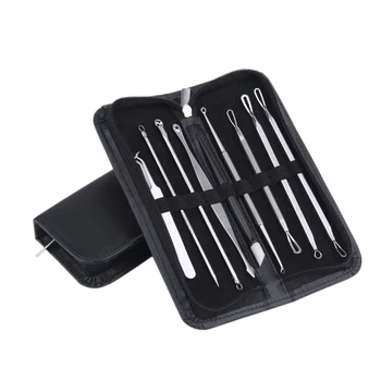 

9Pcs Stainless Steel Acne Extractor Removing Tool Face Skin Care Blackhead Pimple Remover Comedone Extract Ance Needle Kit