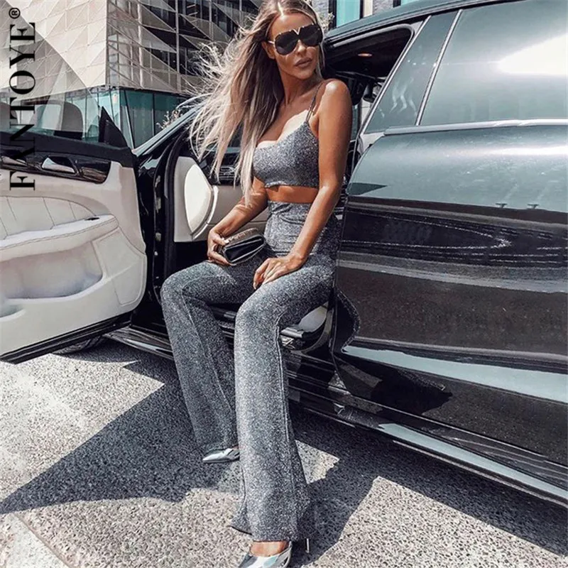 FANTOYE Silver Glitter High Waist Women Pants Skinny Elastic Clubwear Push Up Long Pants Female Casual Shinny Flare Trousers FANTOYE Silver Glitter High Waist Women Pants Skinny Elastic Clubwear Push Up Long Pants Female Casual Shinny Flare Trousers