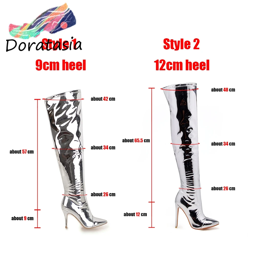 DORATASIA/Роскошные брендовые пикантные вечерние сапоги до бедра размера плюс 30-48, женские сапоги выше колена с металлическими вставками, женские туфли на высоком каблуке
