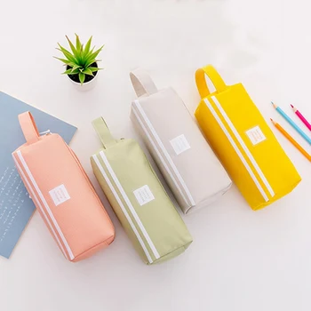 

Candy Color Canvas Pencil Bag Student Stationery Portable Pen Case For Kids Children Zipper Pencil Case School Supplies