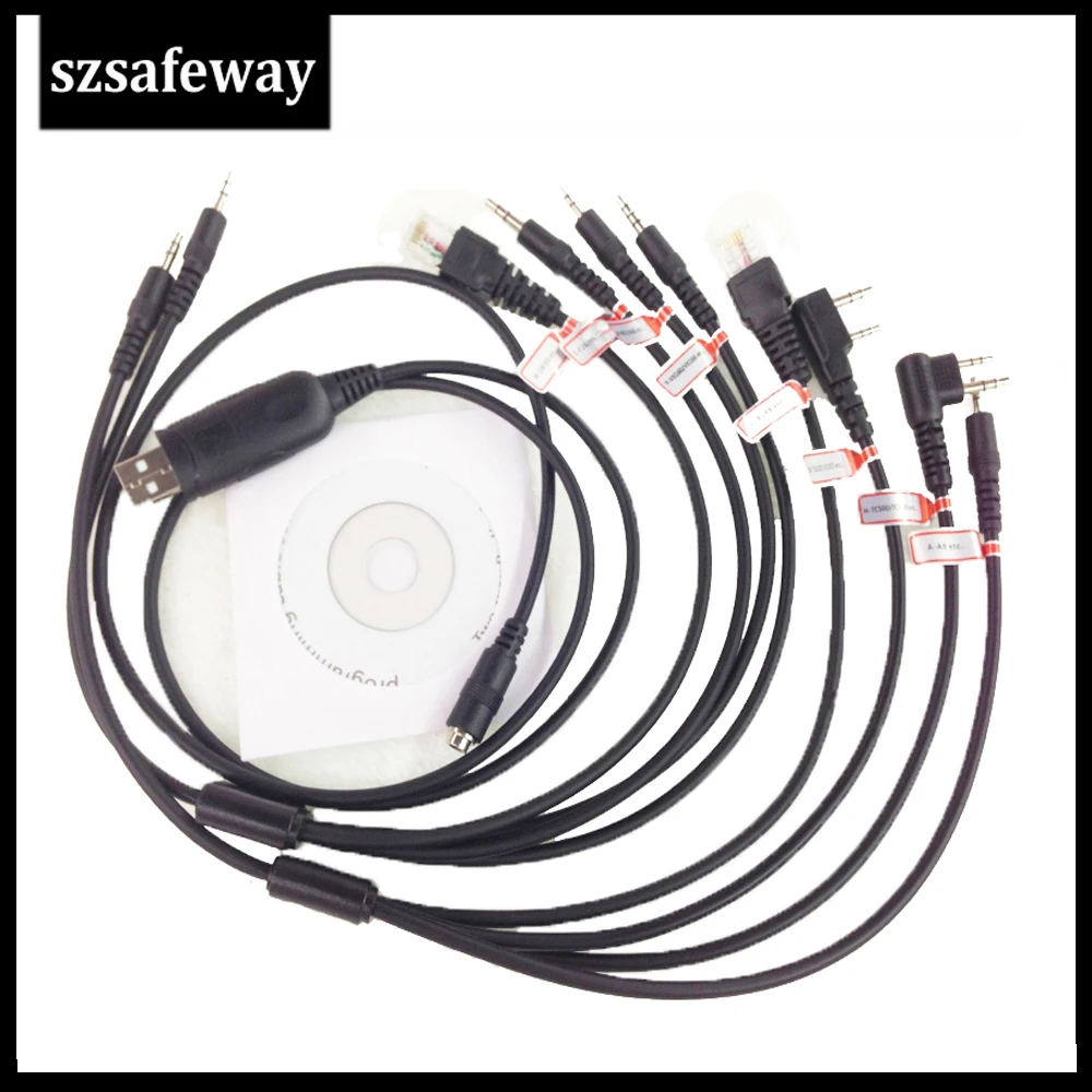 

8 in 1 USB Programming Cable for Motorola PUXING BaoFeng UV-5R Yaesu Icom Wouxun hyt Kenwood Radio Car Radio free shipping
