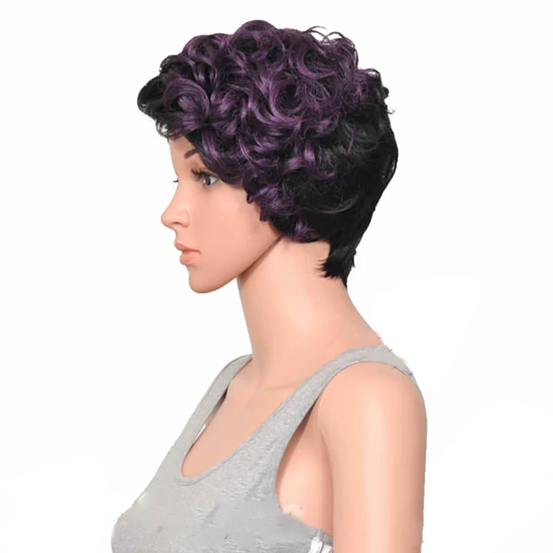 HAIRJOY женский специальный смешанный цвет боковая часть короткий кудрявый синтетический парик для волос