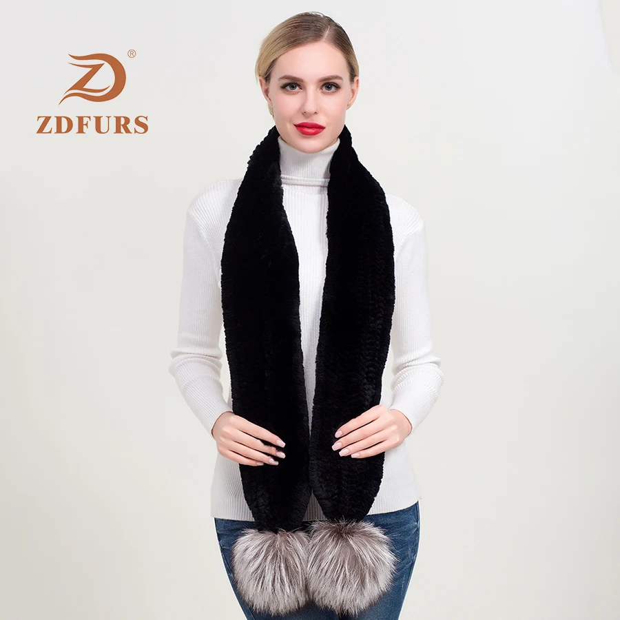 ZDFURS * 2018 новый популярный женский шарф из натурального меха шарфы кролика Рекс